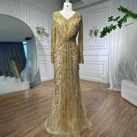 Arabic Turquoise Elegant Mermaid Beaded Open Split Evening Dresses Gowns 2025 For Women Wedding Party LA72007