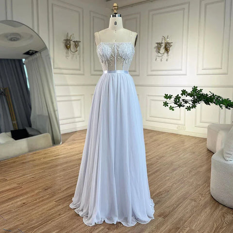 Arabic White Beaded Lace Mermaid Gown with Detachable Long Cape | Evening Dress for Women Wedding Party 2025 LA72415