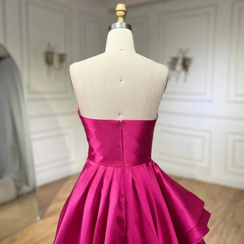 Robe de soirée élégante en satin fuchsia style A-Line, sans bretelles, pour femme, tenue de mariage, 2025, LA72313 