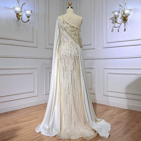 Pink Cape Sleeve Elegant Mermaid Beaded Luxury Evening Dresses Gowns 2025  For Woman Wedding Party LA71694