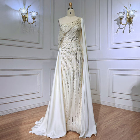 Pink Cape Sleeve Elegant Mermaid Beaded Luxury Evening Dresses Gowns 2025  For Woman Wedding Party LA71694