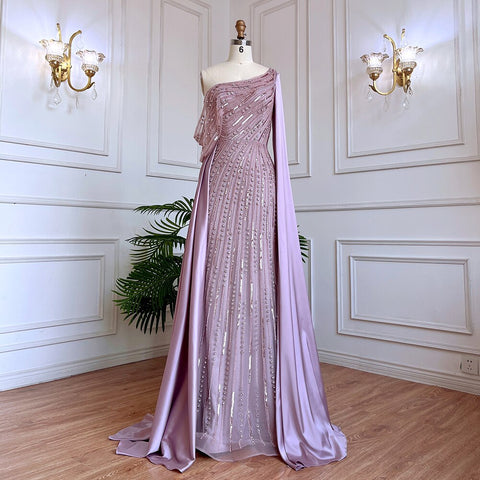 Pink Cape Sleeve Elegant Mermaid Beaded Luxury Evening Dresses Gowns 2025  For Woman Wedding Party LA71694
