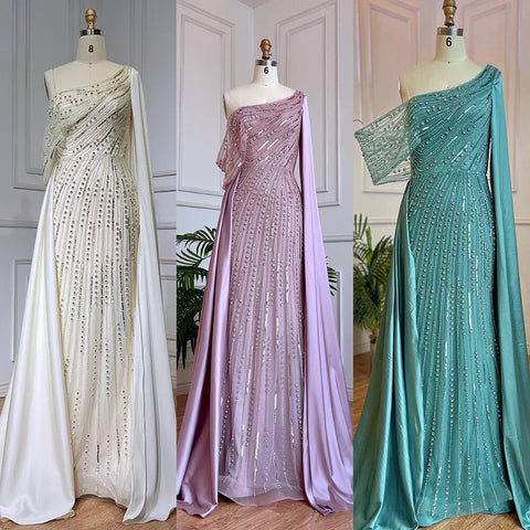 Pink Cape Sleeve Elegant Mermaid Beaded Luxury Evening Dresses Gowns 2025  For Woman Wedding Party LA71694