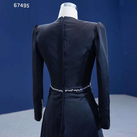 Vestidos de noche elegantes de sirena negra de lujo con cuentas para mujer, ideales para fiestas, colección 2025. Alta gama, hechos a medida. HM67495 