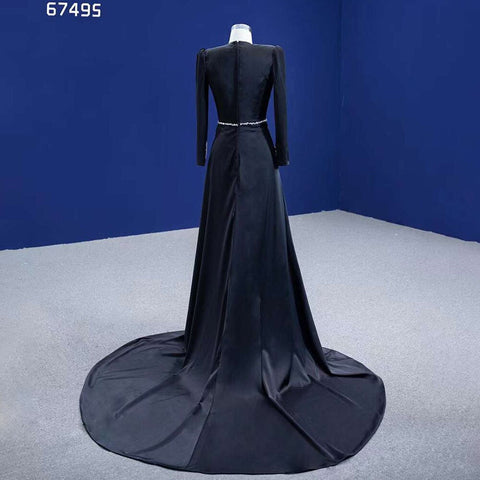 Vestidos de noche elegantes de sirena negra de lujo con cuentas para mujer, ideales para fiestas, colección 2025. Alta gama, hechos a medida. HM67495 