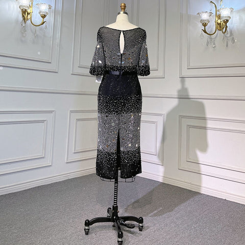 Vestido de sirena negro Kralen Avond elegante vestido de lujo 2025 para fiesta femenina LA71594 