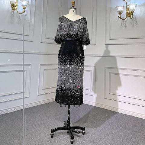 Vestido de sirena negro Kralen Avond elegante vestido de lujo 2025 para fiesta femenina LA71594 