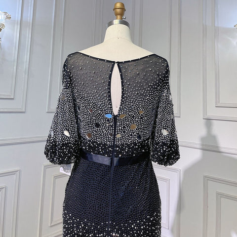 Vestido de sirena negro Kralen Avond elegante vestido de lujo 2025 para fiesta femenina LA71594 