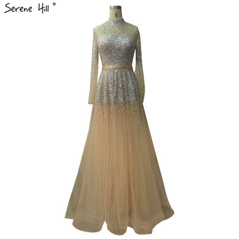 Vestido de noche negro plateado de corte A, cuello alto, lentejuelas, mangas largas, sexy, formal, para mujer, para fiestas, LA70066 