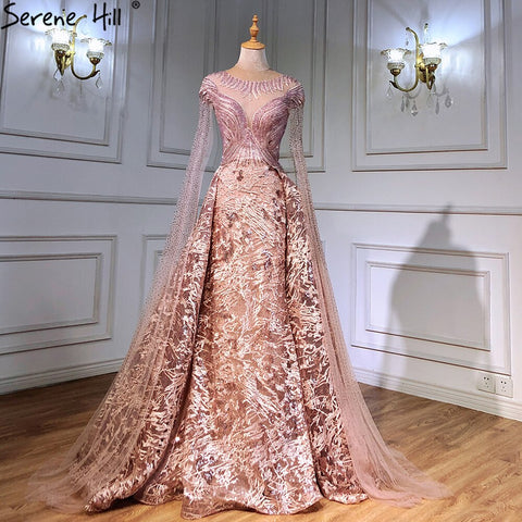 Black Sleeves  Luxury  2025 Lace Beaded Cape Sleeves  Mermaid Evening Gowns Elegant For Woman Party  LA71173