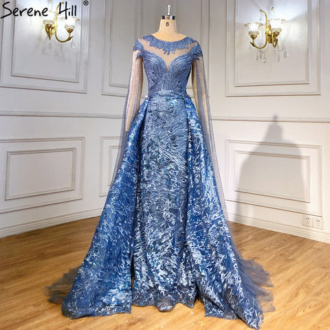 Black Sleeves  Luxury  2025 Lace Beaded Cape Sleeves  Mermaid Evening Gowns Elegant For Woman Party  LA71173