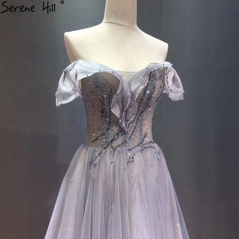 Blue A-Line Sexy Evening Dresses Gowns 2025 Beading Sleeveless For Women Wedding Party LA71148