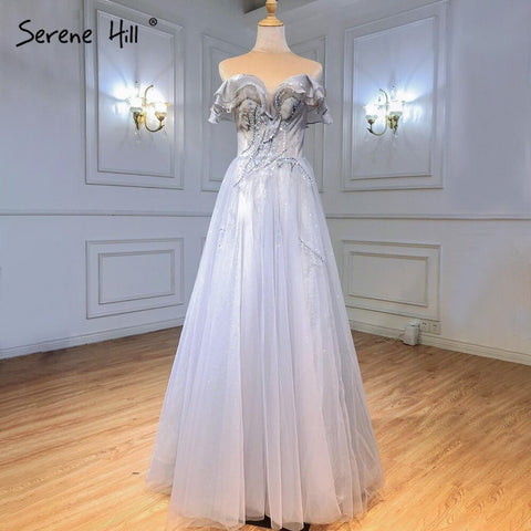 Blue A-Line Sexy Evening Dresses Gowns 2025 Beading Sleeveless For Women Wedding Party LA71148