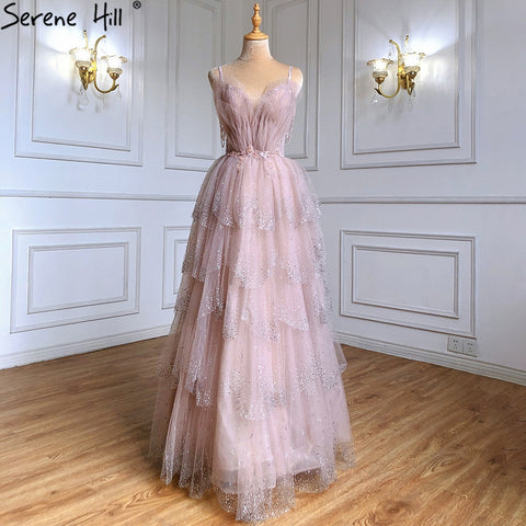 Vestidos de noche azules con cuentas brillantes, tirantes finos, sexys, 2025, para mujer, fiesta LA71292 