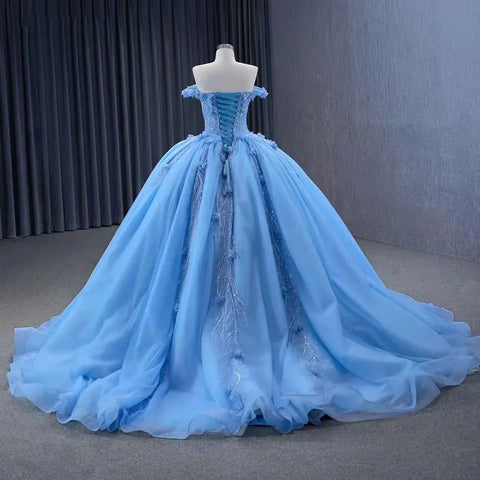 Cinderella Wedding Dress Blue Elegant Luxury Ball Gown Bride Gowns 2025 HM231124