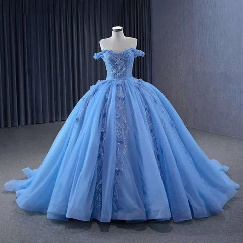 Cinderella Wedding Dress Blue Elegant Luxury Ball Gown Bride Gowns 2025 HM231124