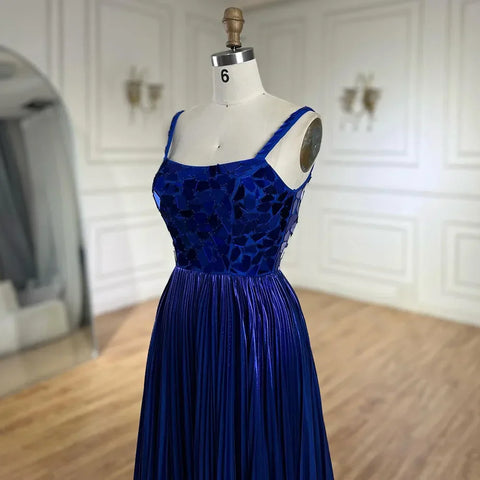 Blue Halter Straps Front Lace-Up Back Mermaid Beaded Sequined Evening Gown for Women | Wedding Party 2025 LA72612