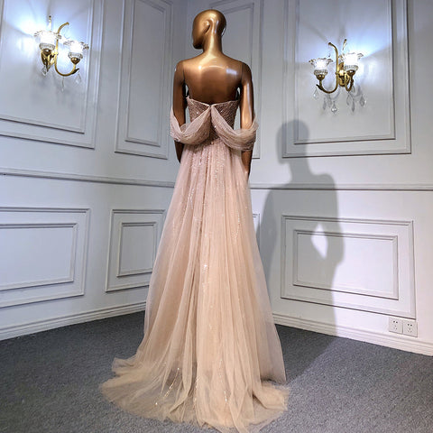 Blue High Split Mermaid Evening Dresses Gowns 2025 Beaded Elegant Luxury For Woman Party LA71595