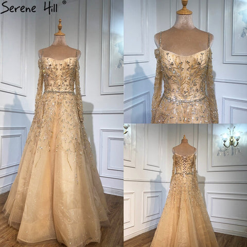 Vestidos de noche azules de lujo, corte A, con tirantes finos y cuentas, estilo sexy para mujer, ideales para fiestas (LA70812) 