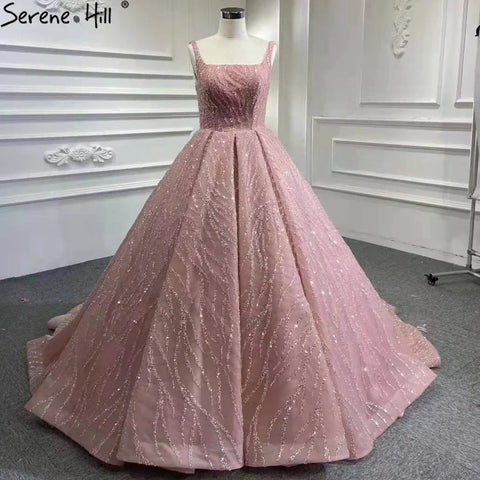 Blue Luxury High end Wedding Dresses 2025 Beaded Sleeveless Lace Up Bridal Dress HM67331 Custom Made