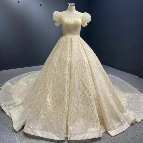 Blue Luxury High end Wedding Dresses 2025 Beaded Sleeveless Lace Up Bridal Dress HM67331 Custom Made