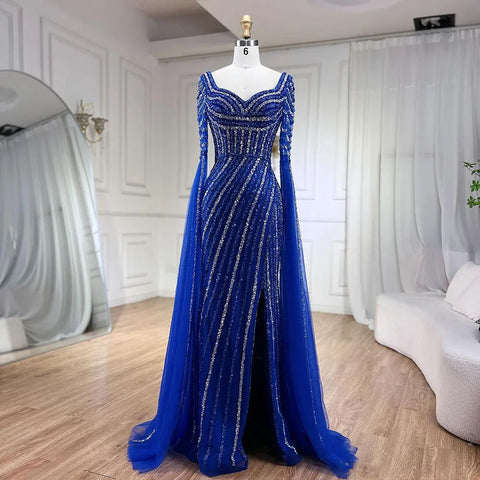 Blue Sweetheart Mermaid Evening Gown with Beaded Overskirt - Luxury Dresses for Woman's Wedding Party 2025 LA72314