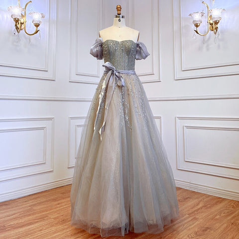 Blush Pink A-Line Sexy Off Shoulder Arabic Beading Crystal Luxury Evening Dress Women Formal Prom Dresse LA71745