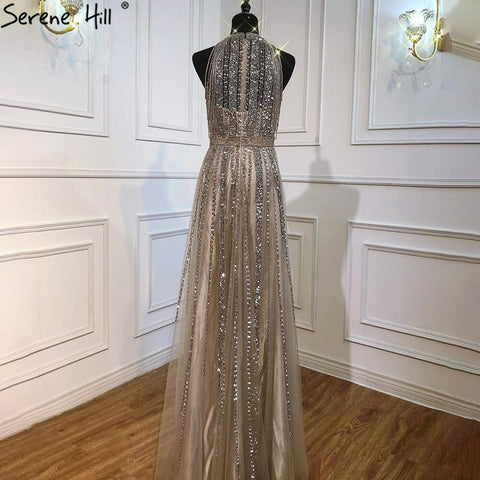 Brown Luxury A-Line Evening Dresses Gowns 2025 Beading Tassel Sexy For Woman Party LA71085