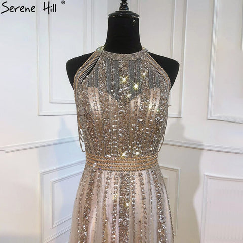 Brown Luxury A-Line Evening Dresses Gowns 2025 Beading Tassel Sexy For Woman Party LA71085