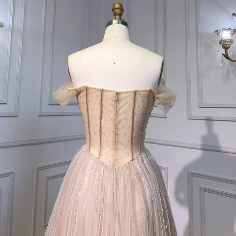 Caramel A-Line Ankle Length Luxury Beading Evening Dress Elegant Appliques 2025 Women Formal Prom Dresse LA71732