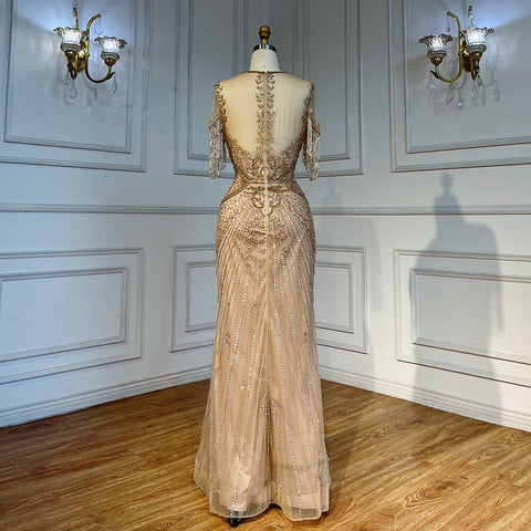 Caramel Cap Sleeves Tassel  Mermaid Beaded Evening Dresses Wedding Party Gowns For Mother of the Bride  2025 LA72069