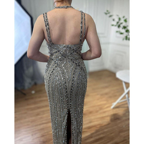 Vestidos de noche color caramelo con mangas tipo capa de sirena, lujosos vestidos de fiesta árabes con cuentas, colección 2025 para mujer LA72053A 