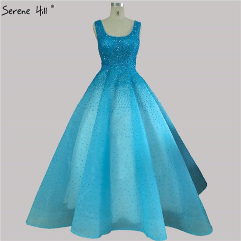 Robe de soirée de luxe à lacets, coupe A-Line, champagne, perles et cristaux, style Dubaï, pour femme, tenue de mariage, LA70232 