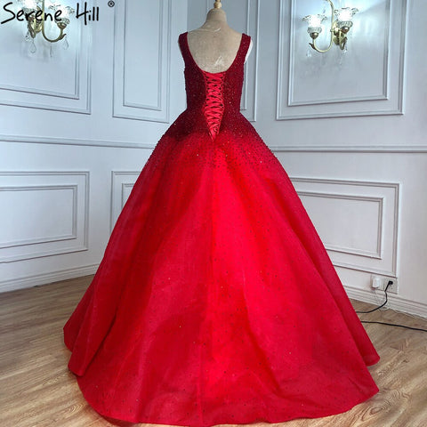 Robe de soirée de luxe à lacets, coupe A-Line, champagne, perles et cristaux, style Dubaï, pour femme, tenue de mariage, LA70232 