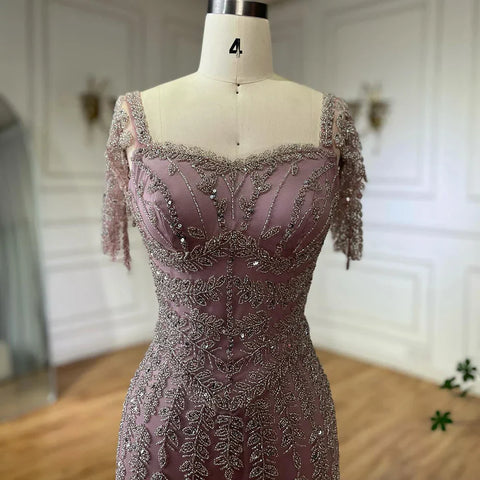 Pink Elegant Mermaid Beaded Evening Dress Gown LA72787