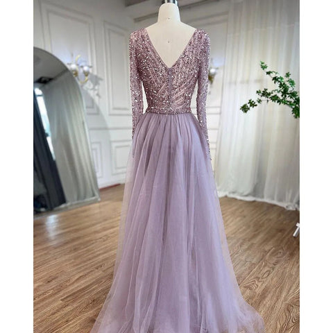 Vestidos de noche de lujo azules estilo sirena con cuentas, estilo musulmán, con falda desmontable, colección 2025 para mujer, modelo LA71750 