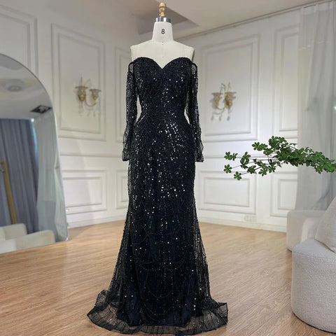 Elegant Off the Shoulder Mermaid Luxury Dubai Evening Dress for Party LA72243