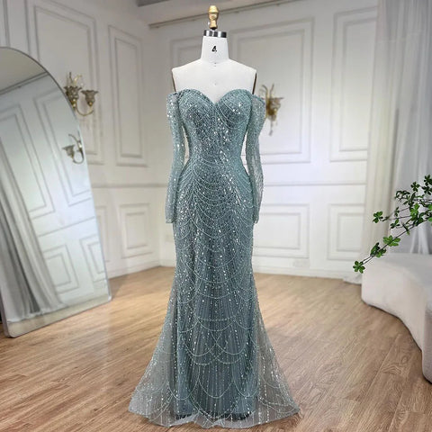 Elegant Off the Shoulder Mermaid Luxury Dubai Evening Dress for Party LA72243
