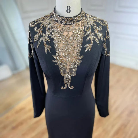 Dubai Satin Mermaid Beaded Luxury Arabic Evening Dresses Gowns 2025 for Women Wedding Party LA72354