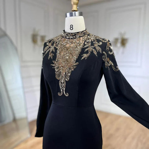 Dubai Satin Mermaid Beaded Luxury Arabic Evening Dresses Gowns 2025 for Women Wedding Party LA72354