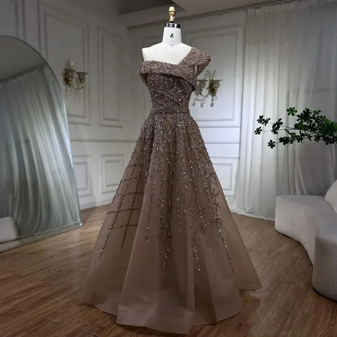 Elegant Black Beaded A-Line Evening Gown 2025 - Off-Shoulder Luxury Dress for Women - Long Party Dress LA72224