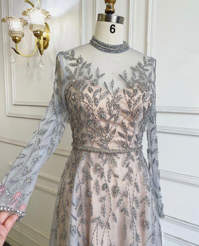 Vestidos de noche de lujo dorados, corte A, cuello redondo, con tirantes finos y pedrería, estilo sexy para mujer, ideales para fiestas (LA71378L). 