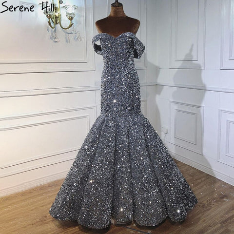 Gold Luxury Mermaid Wedding Dresses Off Shoulder Sparkle Elegant Sexy Bridal Gowns HA2353