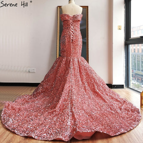 Gold Luxury Mermaid Wedding Dresses Off Shoulder Sparkle Elegant Sexy Bridal Gowns HA2353