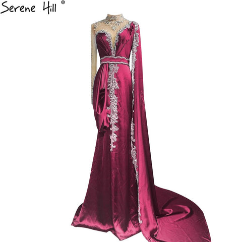 Vestidos de noche elegantes estilo sirena dorados, colección 2025, satén de lujo con cuentas, un solo hombro, para mujer, ideales para fiestas (LA70869) 