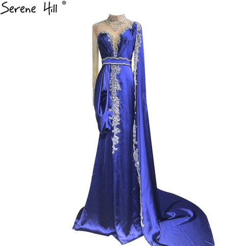 Vestidos de noche elegantes estilo sirena dorados, colección 2025, satén de lujo con cuentas, un solo hombro, para mujer, ideales para fiestas (LA70869) 