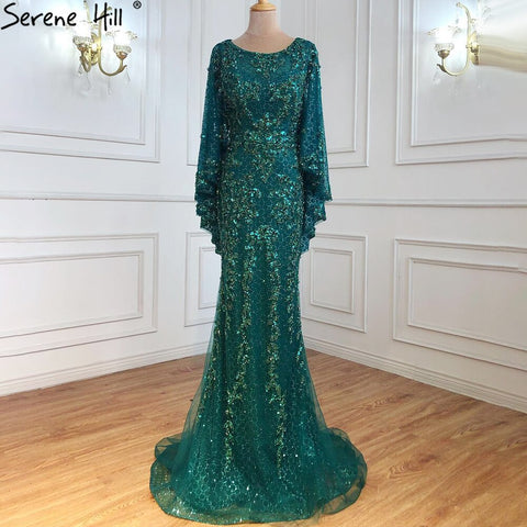 Robe de soirée sirène dorée grande taille, élégante et luxueuse, ornée de perles et d'une cape, pour femme, LA70738 