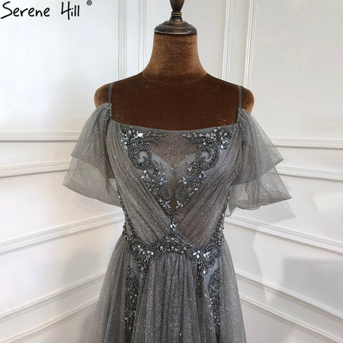 On Sale No Return No Refund Gradual Wine Red A-Line Evening Gowns 2025 Beaded Spaghetti Strap For Women Party LA70776