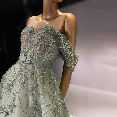 Green A-Line Beaded Evening Dresses Gowns 2025 Luxury Sexy Elegant For Women Party LA71536