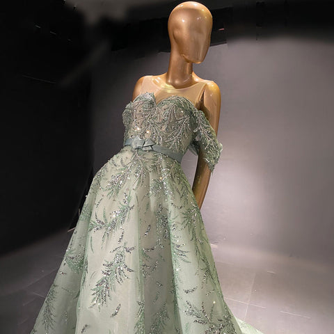 Green A-Line Beaded Evening Dresses Gowns 2025 Luxury Sexy Elegant For Women Party LA71536